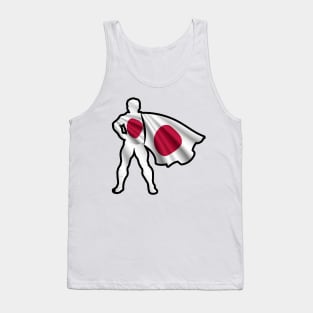 Japanese Hero Wearing Cape of Japan Flag and Peace in Japan Tank Top